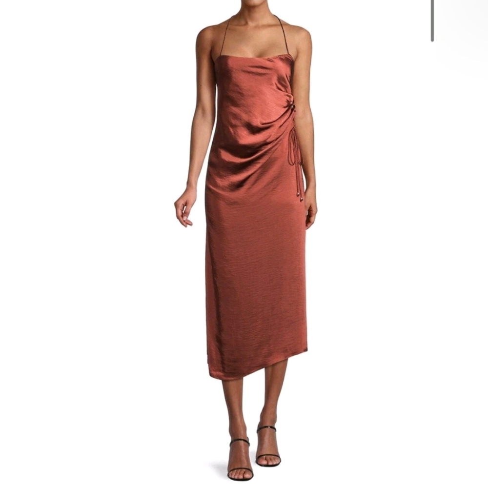 Significant Other Aura Dress Chocolate Brown Satin Asymmetrical US 4 $225